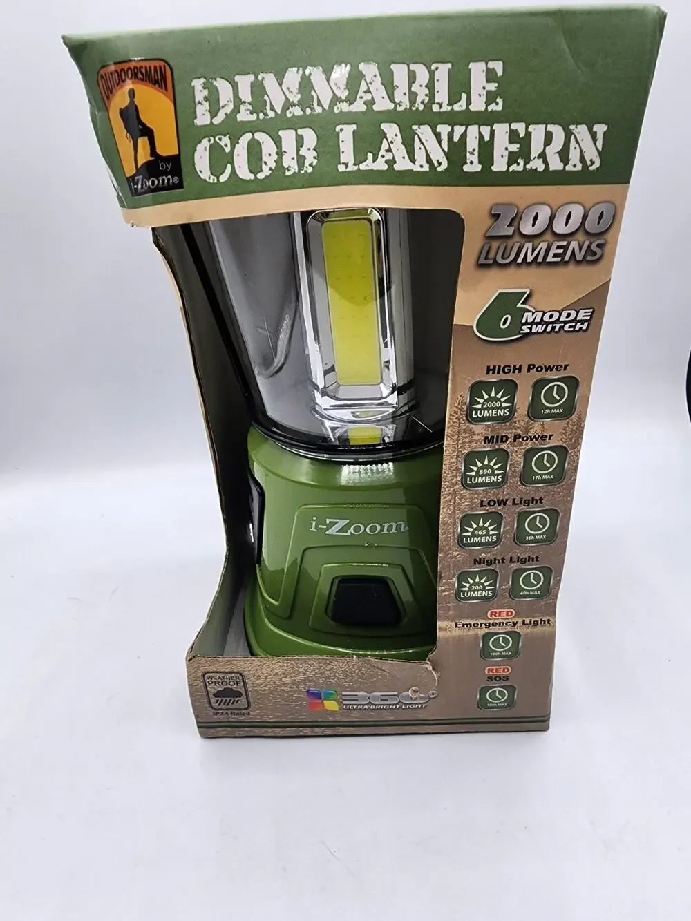 Outdoorsman by i-Zoom 2000 Lumens Dimmable Cob Lantern 360° Ultra Bright Light